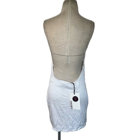 GAUGE81 Hira Mini Backless Dress in Ivory Small New Crystal Straps - Picture 7 of 15